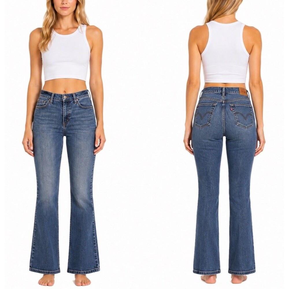 Levis 515 Y2K Nouveau Bootcut Jeans Womens 8 30x31 Mid Rise Med Wash Stretch VTG